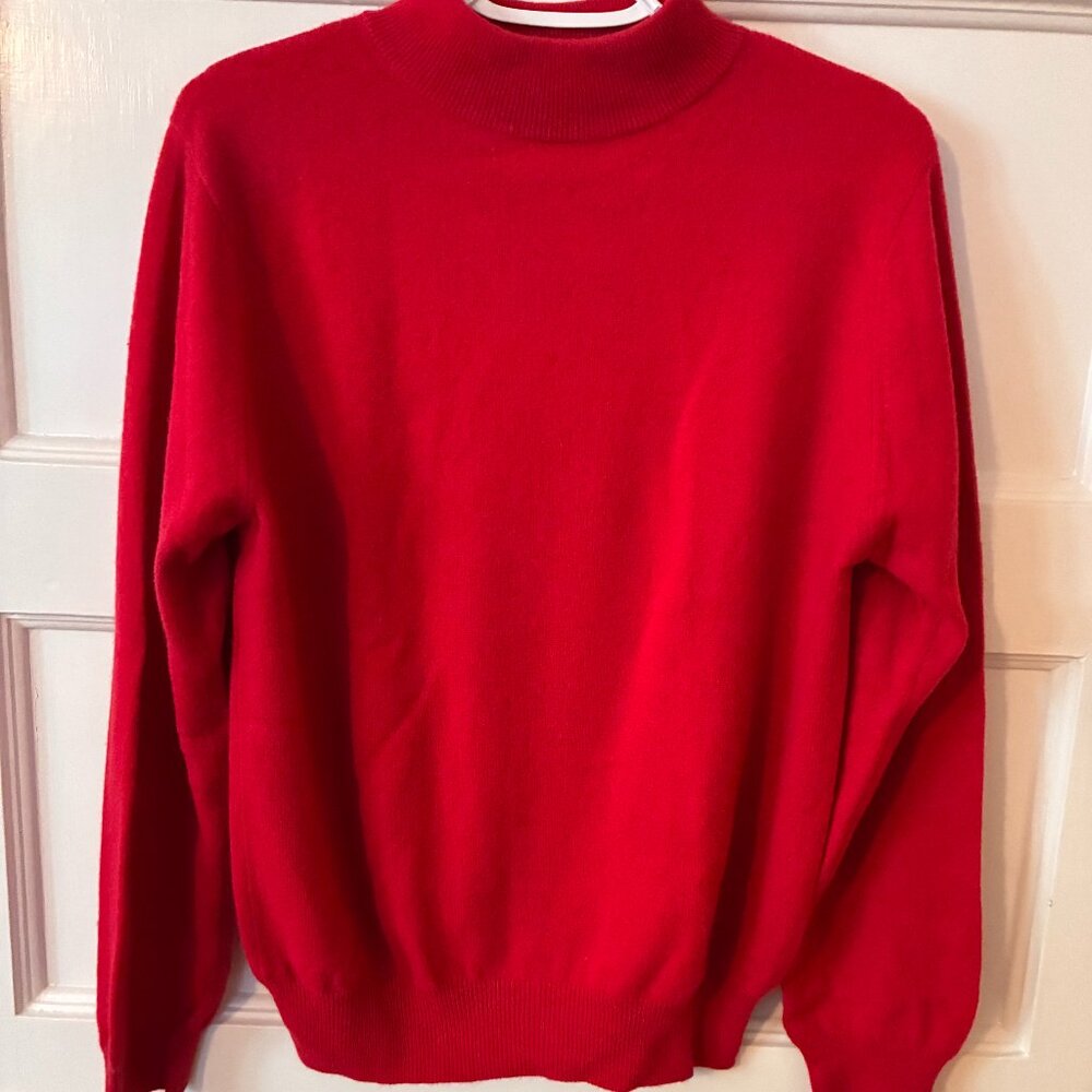 Charter Club Red Mock Turtleneck 100% Cashmere-Size M